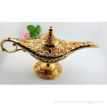 Shinny Gifts Gold Plated Enamel Metal Aladdin Lamp for Souvenir Gift